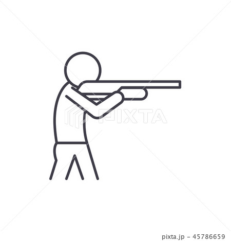 Shooting a gun line icon concept. Shooting a gun vector linear illustration, symbol, sign Shooting a gun line icon concept. Shooting a gun vector linear illustration, symbol, sign 45786659
