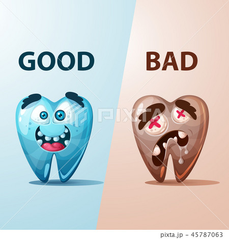 Good And Bad Tooth Illustration のイラスト素材