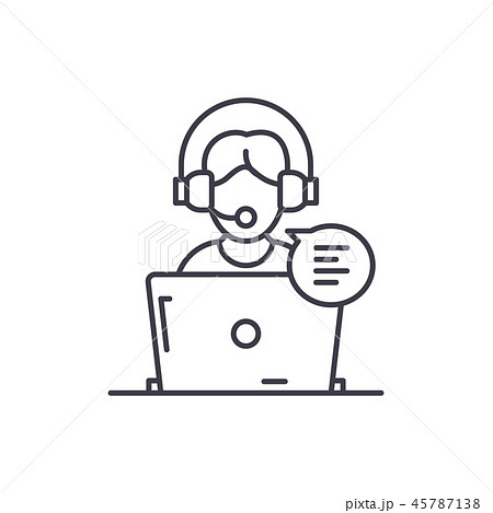 Online Counseling Line Icon Concept Online のイラスト素材