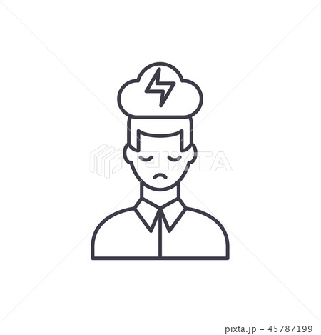 Nervous breakdown line icon concept. Nervous breakdown vector linear illustration, symbol, sign 45787199