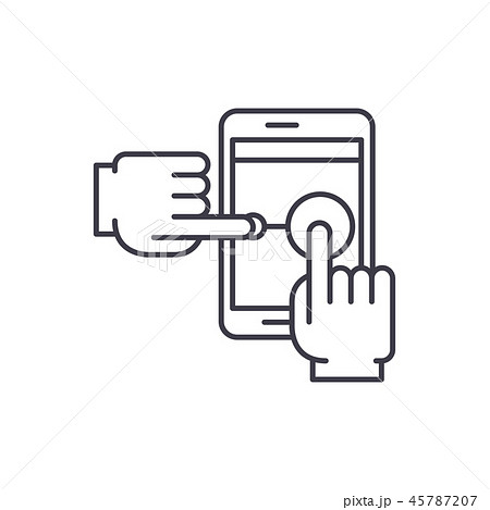 Multi touch line icon concept. Multi touch vector linear illustration, symbol, sign 45787207