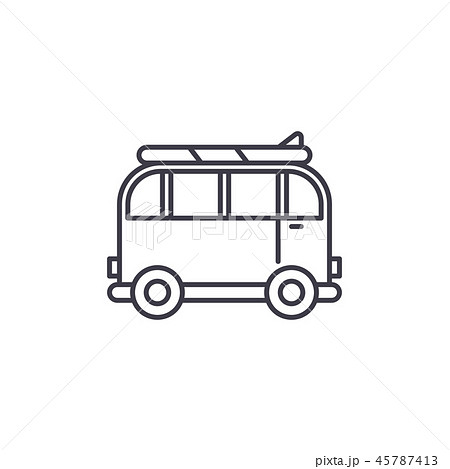 Minivan for travel line icon concept. Minivan for travel vector linear illustration, symbol, sign 45787413