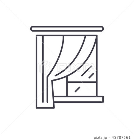 Curtains line icon concept. Curtains vector linear illustration, symbol, sign 45787561