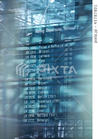 Flights information departures board in airport terminal. Flights information departures board in airport terminal. 45787801
