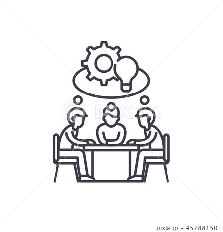 Collective creativity line icon concept. Collective creativity vector linear illustration, symbol 45788150