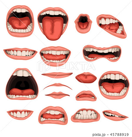 Male Mouth Setのイラスト素材 45788919 Pixta