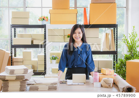 Woman with business from home base. 45789900