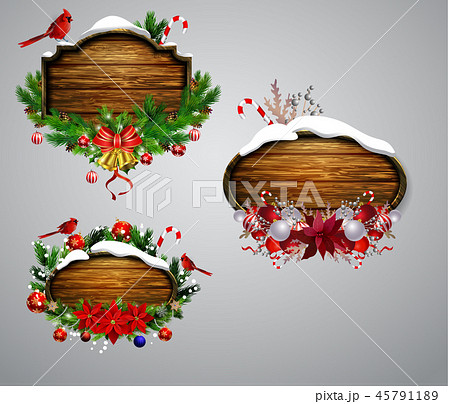 Vector wooden christmas board Vector wooden christmas board 45791189