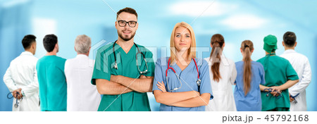 Doctor working in hospital with other doctors. Doctor working in hospital with other doctors. 45792168