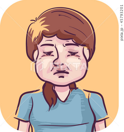 Symptoms Girl Swollen Face Illustration 45793201