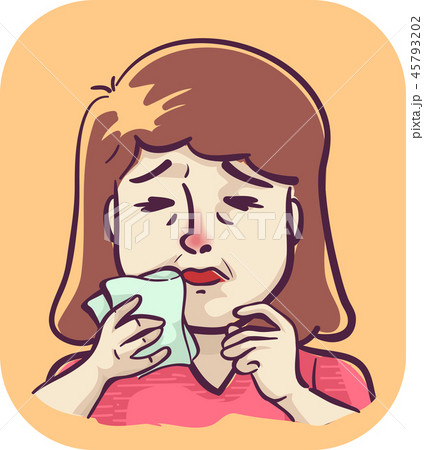 Symptoms Girl Itchy Nose Sneezing Illustration 45793202