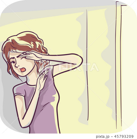 Girl Symptom Aversion Bright Light Illustration 45793209