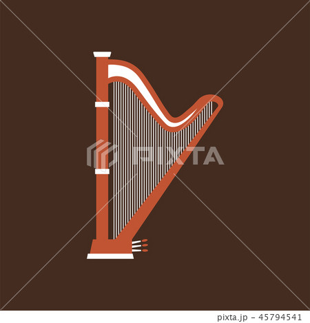 Harp Flat Vector Icon Classic Music Instrumentのイラスト素材