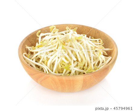 beansprout  in Wooden bowl on white  background, 45794961