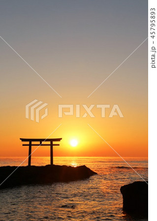 茨城県　大洗磯前神社の夜明け 45795893