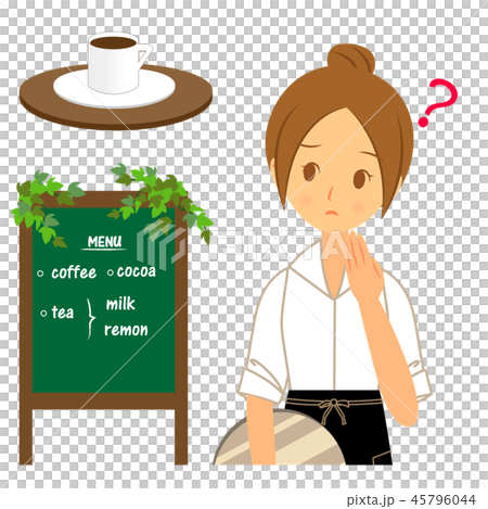 職業　ウェイトレス　首をかしげる　上半身 45796044