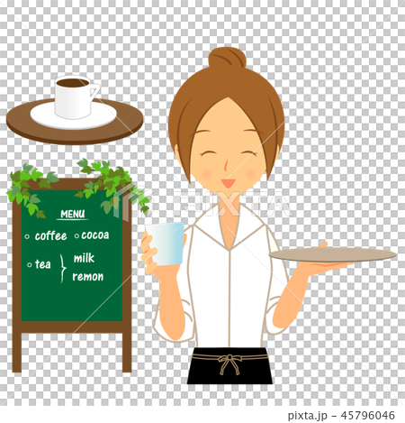 職業女服務員微笑澆灌上半身 職業女服務員微笑澆灌上半身 45796046