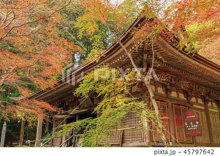 室生寺 紅葉の写真素材