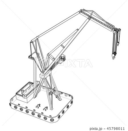 Floating crane. Vector Floating crane. Vector 45798011