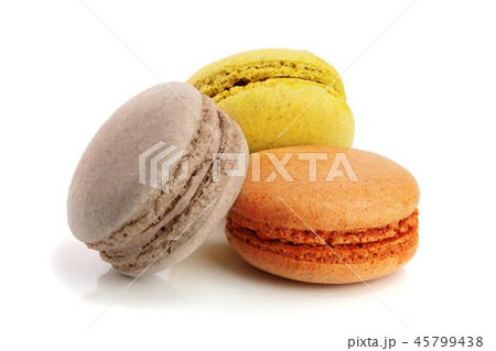 three macaroons isolated on white background closeup three macaroons isolated on white background closeup 45799438