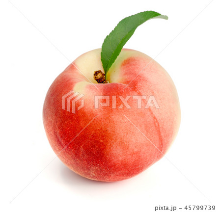 Peach with leaf isolated on white background 45799739