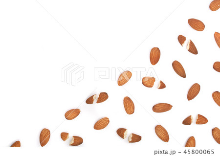 almonds isolated on white background with copy space for your text. Top view almonds isolated on white background with copy space for your text. Top view 45800065