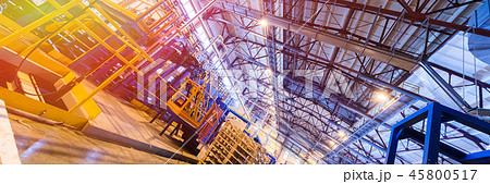 Fiberglass production industry equipment at manufacture background 45800517