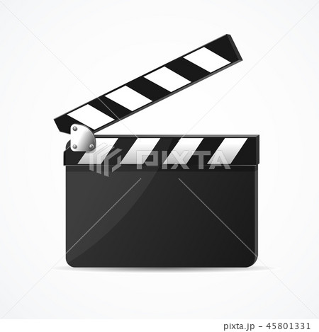 Realistic 3d Detailed Black Clapper Clean Template. Vector 45801331