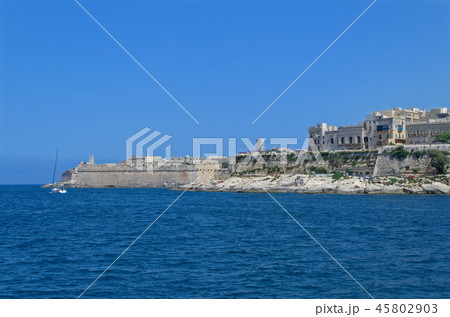 Panoramic view at Valletta coastline, Malta 45802903