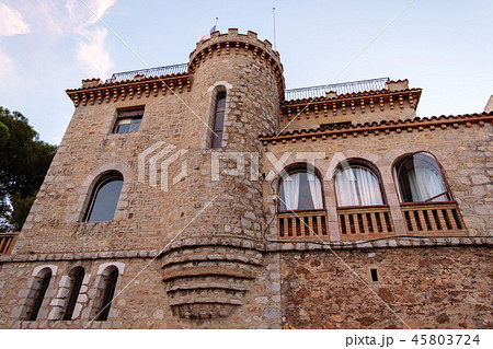 Close up shot to a medieval looking building 45803724