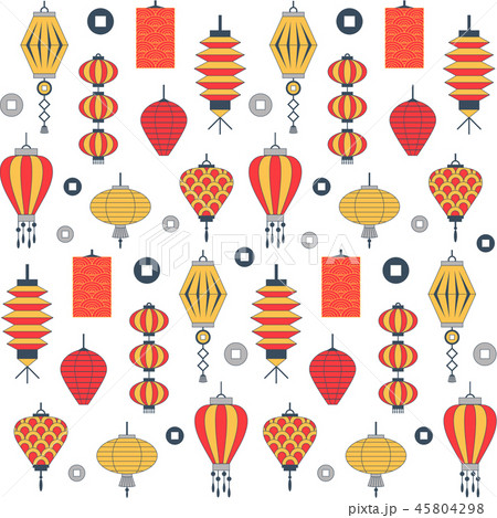 Traditional Chinese Lanterns Seamless Pattern 45804298