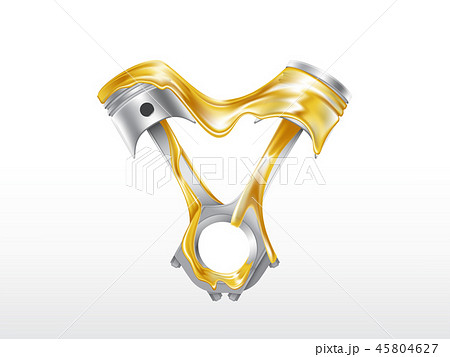 Two engine pistons in lubricant realistic vector 45804627