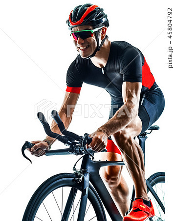 triathlete triathlon Cyclist cycling silhouette isolated white b 45804792