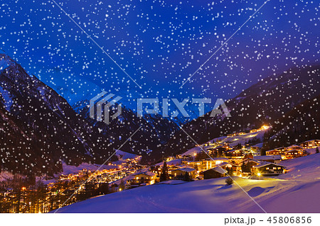 Mountains ski resort Solden Austria at sunset 45806856