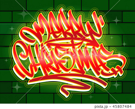 Merry Christmas graffiti style lettering card 45807484