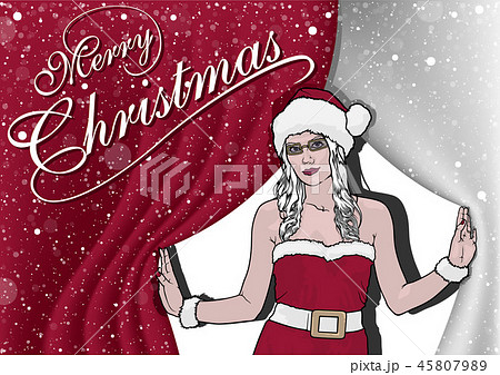 Merry Christmas Greeting with Female Santa Claus Merry Christmas Greeting with Female Santa Claus 45807989