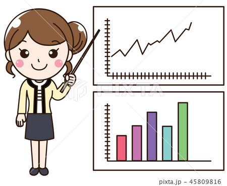 女性会社員OLのグラフで解説説明 女性会社員OLのグラフで解説説明 45809816
