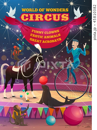 Big top circus acrobat equilibrist, animals show 45810382
