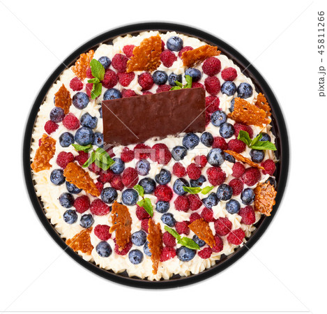 Festive cake decorated with fresh berries Festive cake decorated with fresh berries 45811266