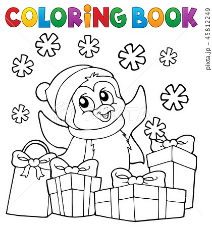Coloring book Christmas penguin topic 2 45812249