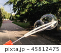 Double soap bubble on the background of city park. 45812475