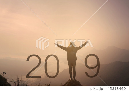 Young traveler standing at beautiful landscape 45813460