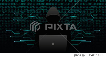 computer hacker cybercrime with blue binary code web background 45814100