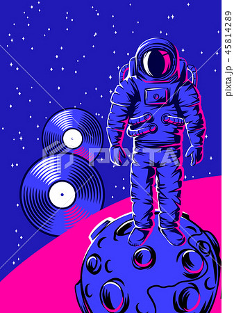Illustration of astronaut on moon. 45814289