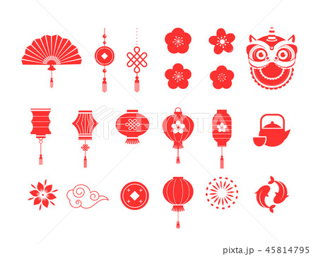 Chinese New Year red symbols and icons collection 45814795