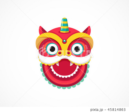 Chinese New Year background, greeting card with a lion dance, red dragon character Chinese New Year background, greeting card with a lion dance, red dragon character 45814863