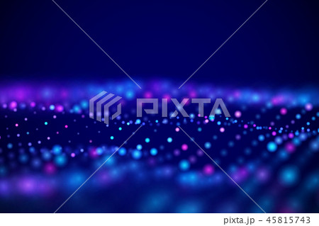 Abstract digital landscape or soundwaves with flowing particles. Abstract digital landscape or soundwaves with flowing particles. 45815743