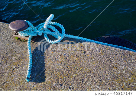 Background texture of coiled marine or nautical rope 45817147