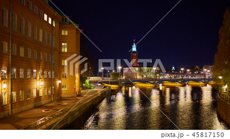 The Stockholm City Hall Sweden at Night. The Stockholm City Hall Sweden at Night. 45817150