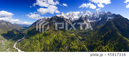 Aerial view on mountains in Triglav park 45817316